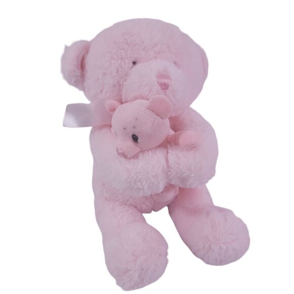 Evergreen B. Boutique Pink Momma Bear and Baby Bear Stuffed Animal Set - Picture 2 of 16